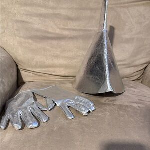 Silver Party Hat and Gloves Set